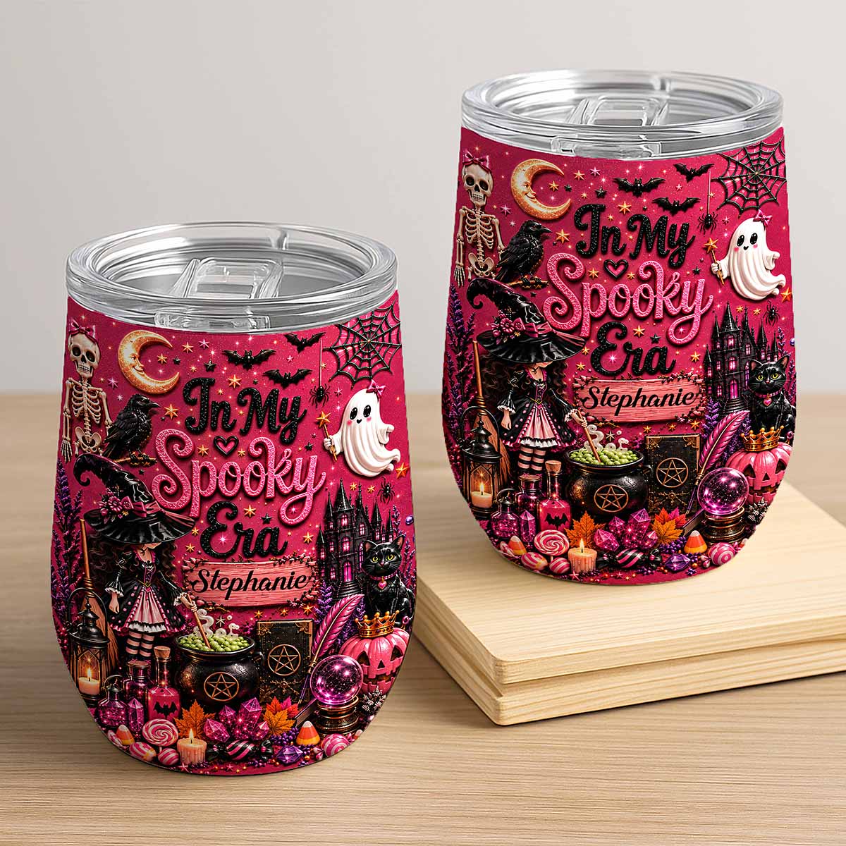 In My Spooky Era - Personalized Pink Halloween Wine Tumbler - Gift For Halloween-Myprintsy