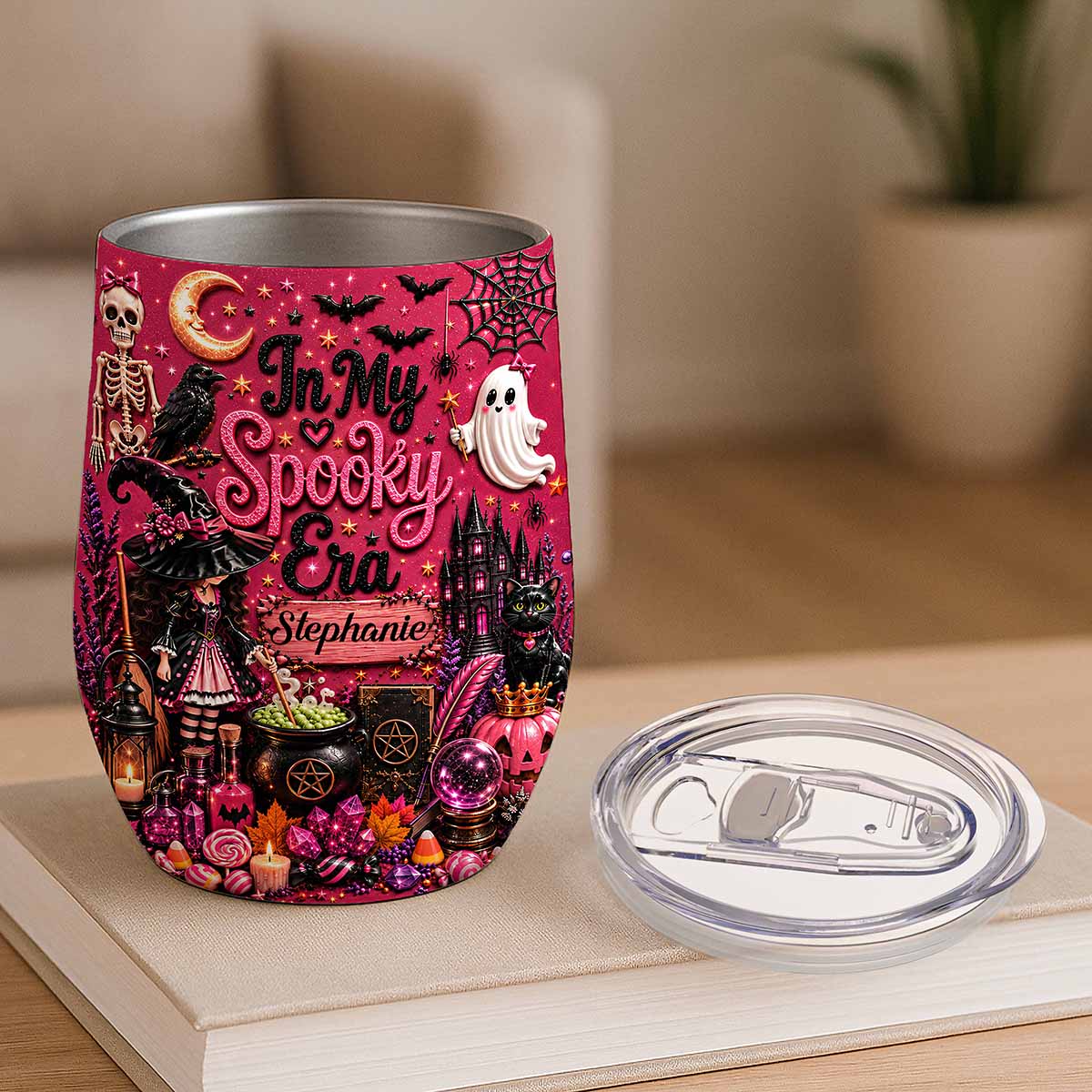 In My Spooky Era - Personalized Pink Halloween Wine Tumbler - Gift For Halloween-Myprintsy