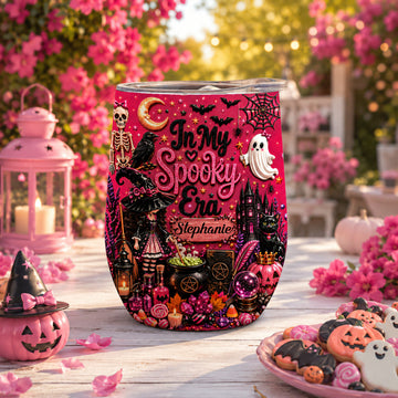In My Spooky Era - Personalized Pink Halloween Wine Tumbler - Gift For Halloween-Myprintsy