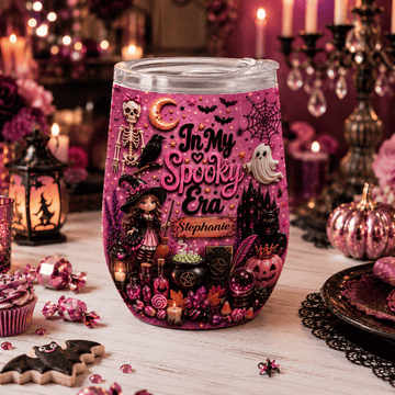 In My Spooky Era - Personalized Pink Halloween Wine Tumbler - Gift For Halloween-Myprintsy