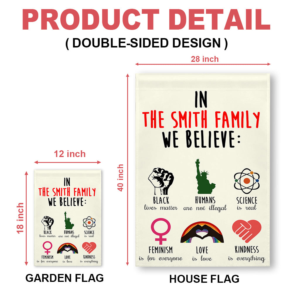 In The Family We Believe - Personalized Garden Flag-Myprintsy