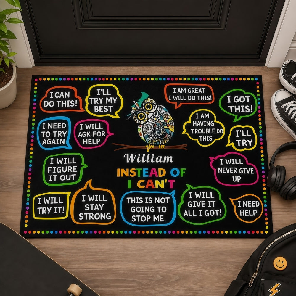Instead Of I Can't - Personalzied Growth Mindset Doormat-Myprintsy