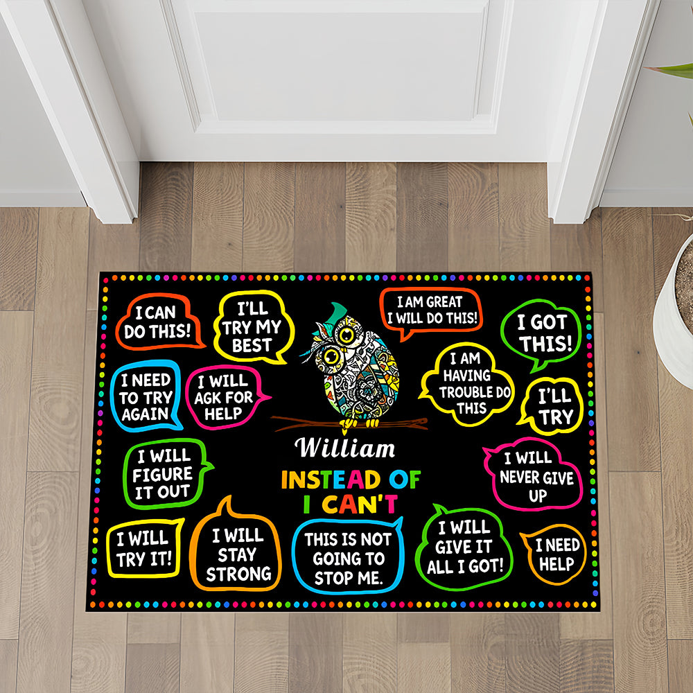 Instead Of I Can't - Personalzied Growth Mindset Doormat-Myprintsy