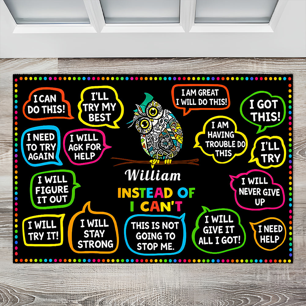 Instead Of I Can't - Personalzied Growth Mindset Doormat-Myprintsy