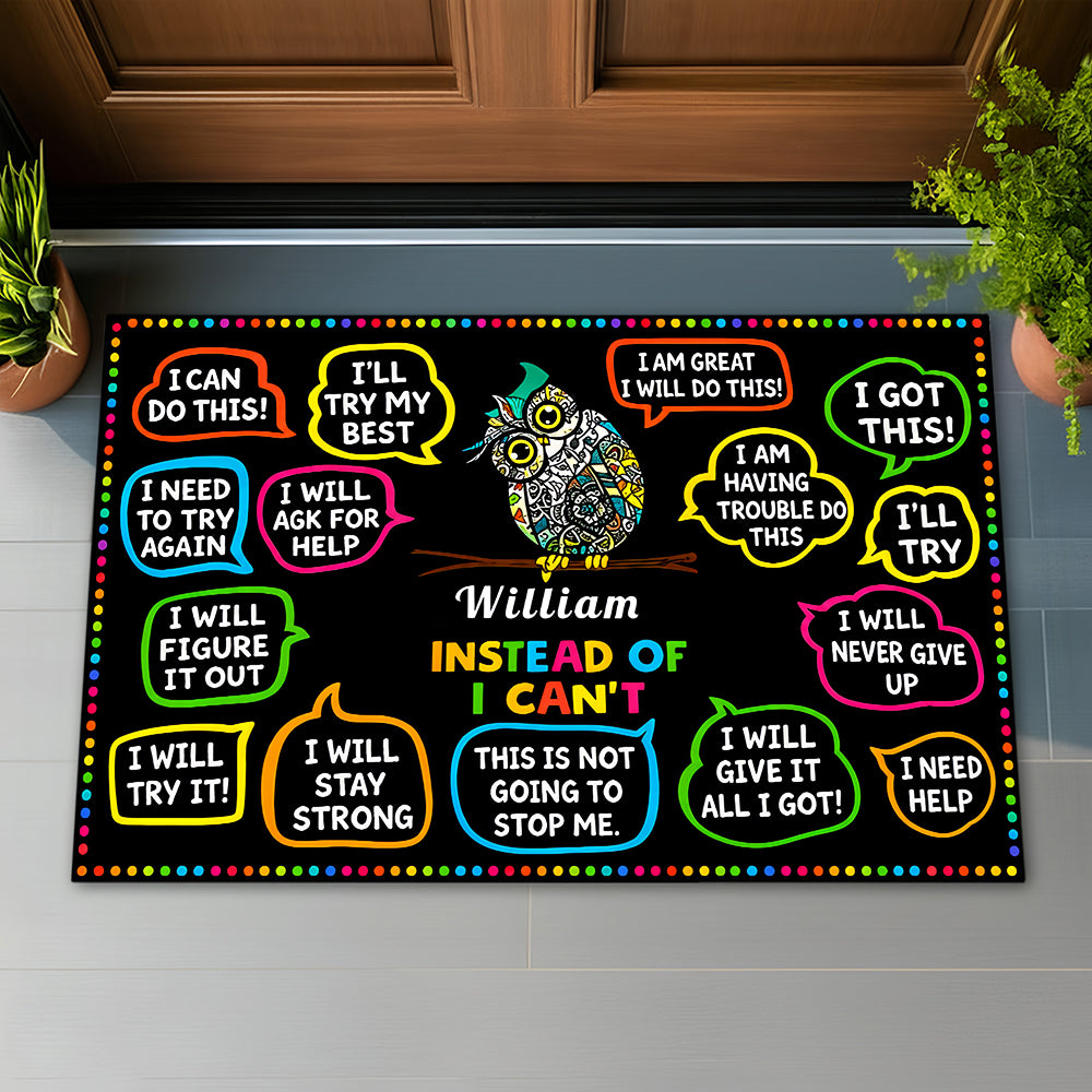 Instead Of I Can't - Personalzied Growth Mindset Doormat-Myprintsy