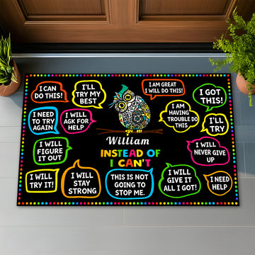 Instead Of I Can't - Personalzied Growth Mindset Doormat-Myprintsy