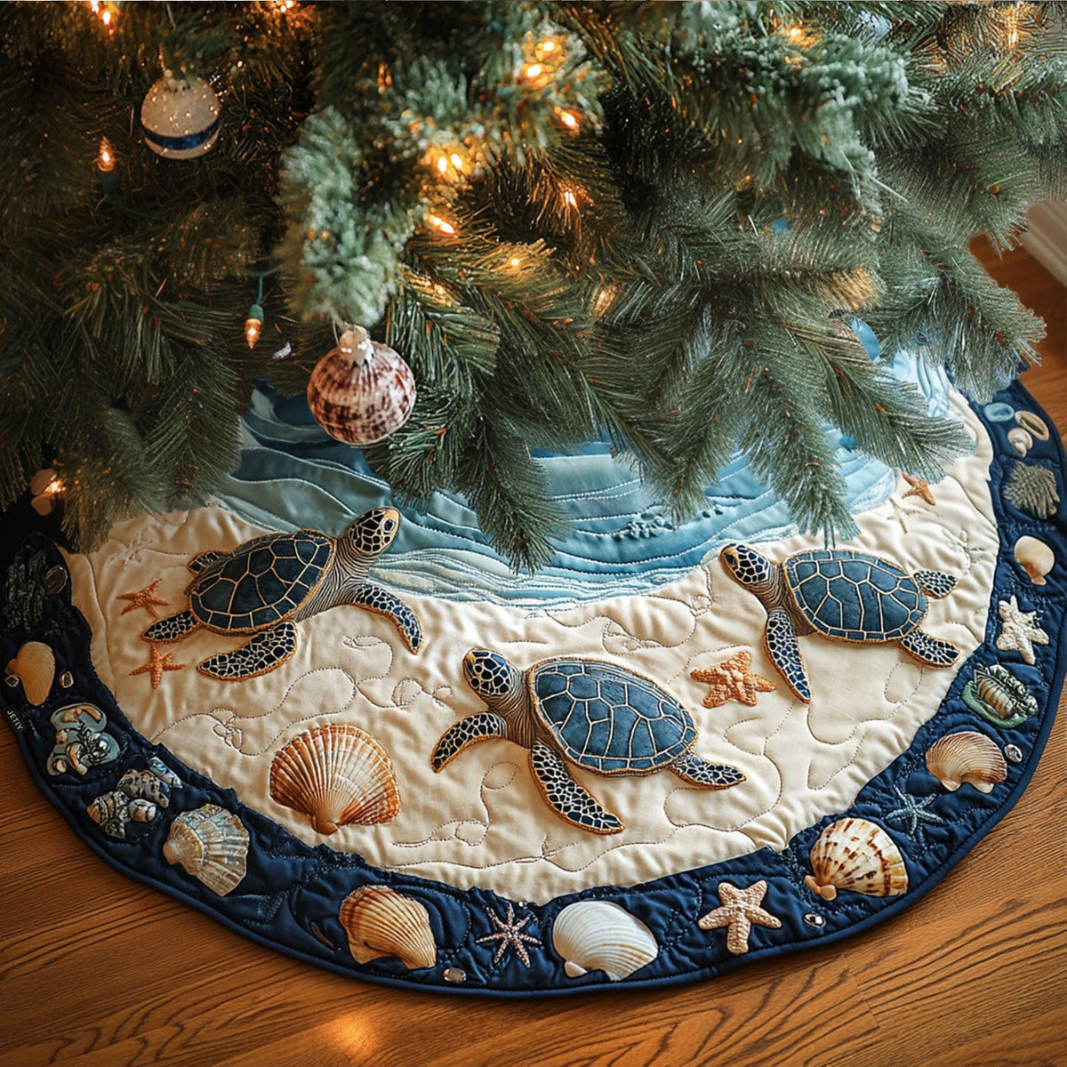 Island Turtle Quilted Christmas Tree Skirt-Myprintsy