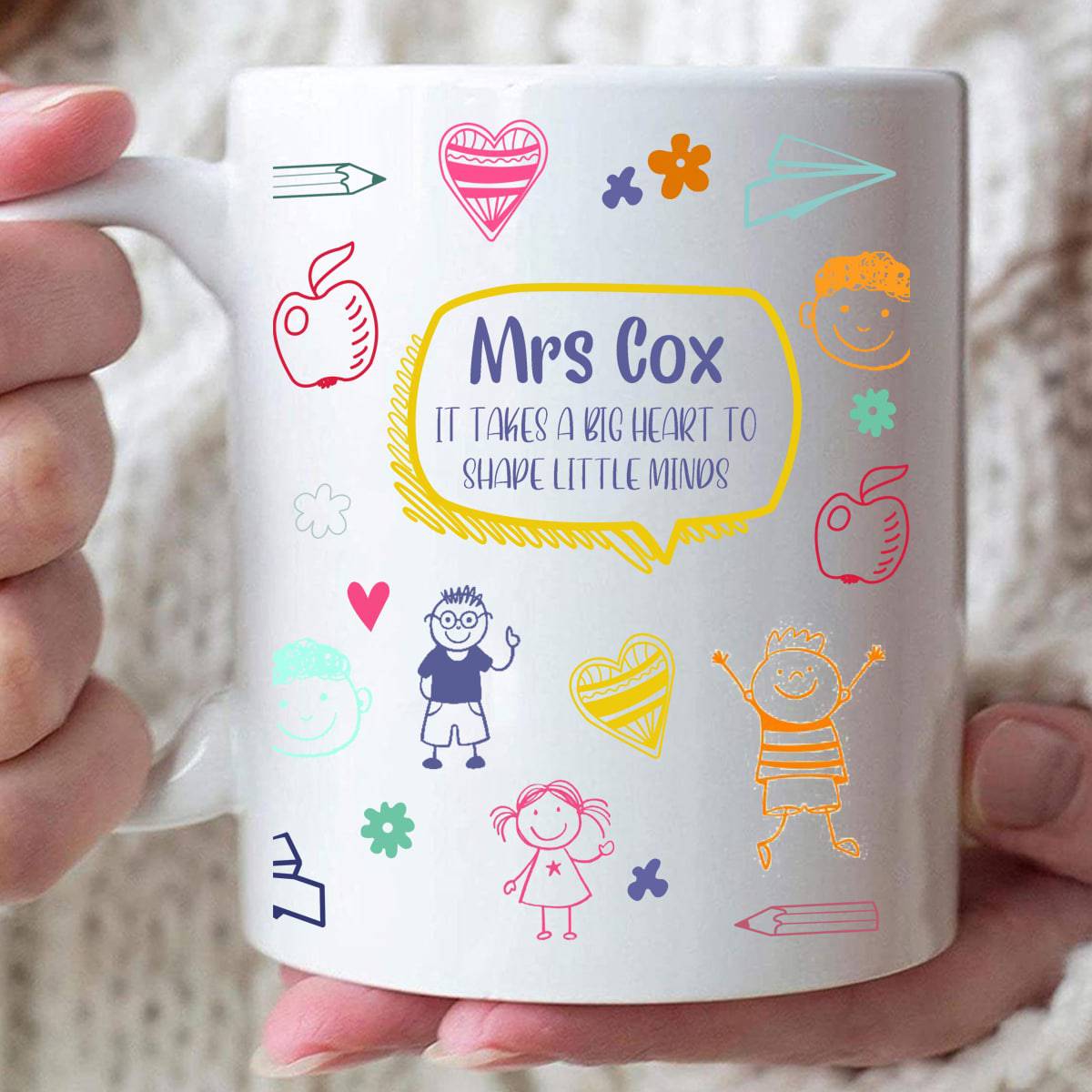 It Takes A Big Heart To Shape Little Minds Teacher Appreciation Mug - Personalized Funny Mug-Myprintsy