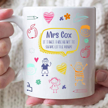 It Takes A Big Heart To Shape Little Minds Teacher Appreciation Mug - Personalized Funny Mug-Myprintsy