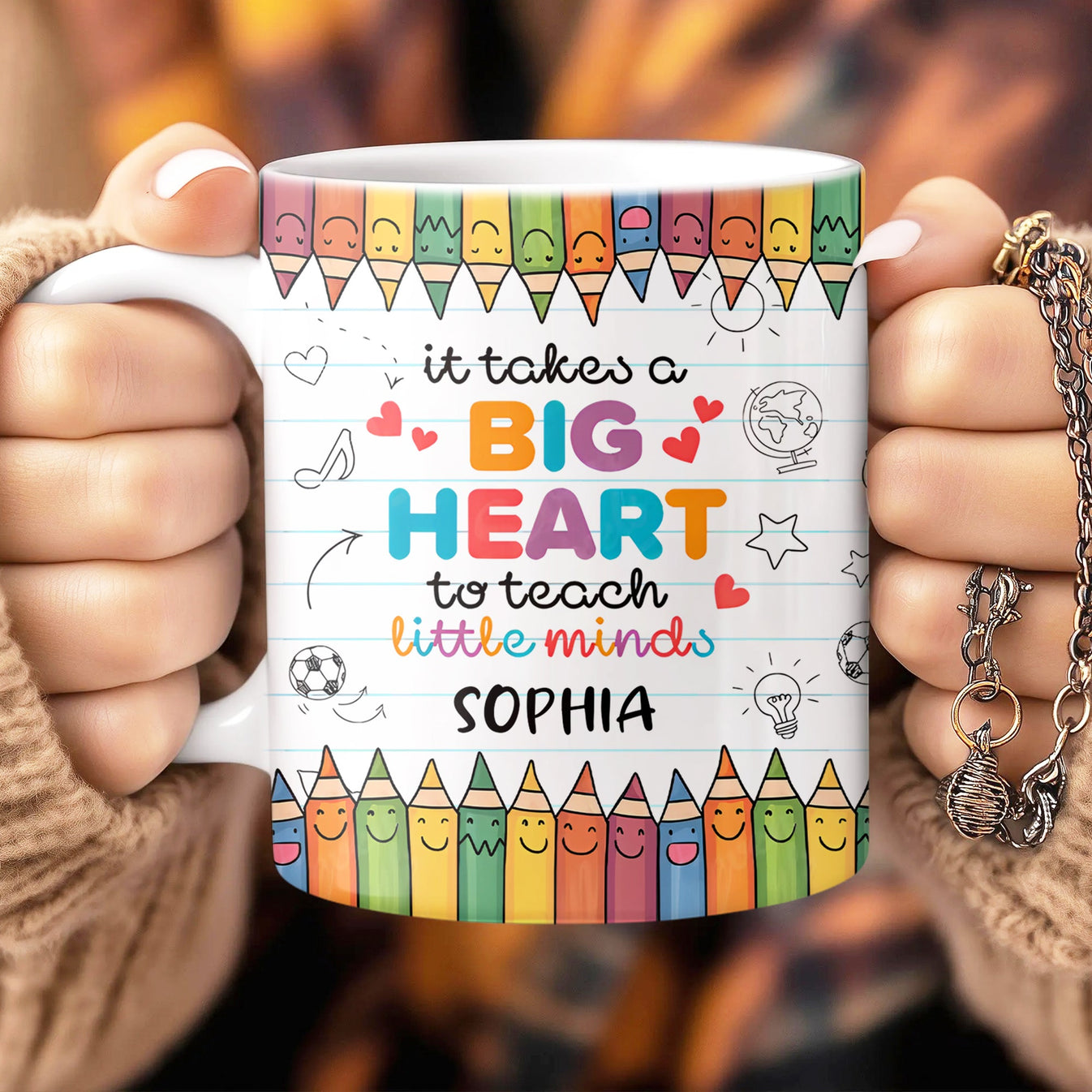 It Takes A Big Heart To Teach Little Minds - Personalized Mug-Myprintsy