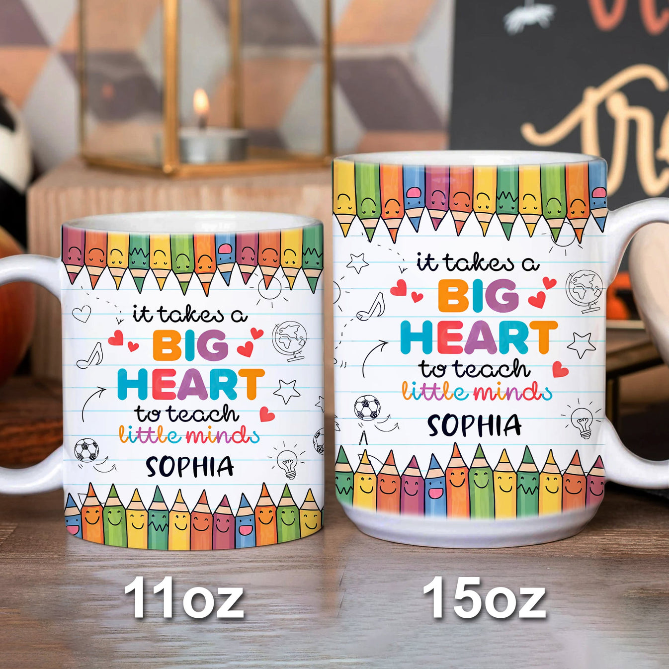 It Takes A Big Heart To Teach Little Minds - Personalized Mug-Myprintsy