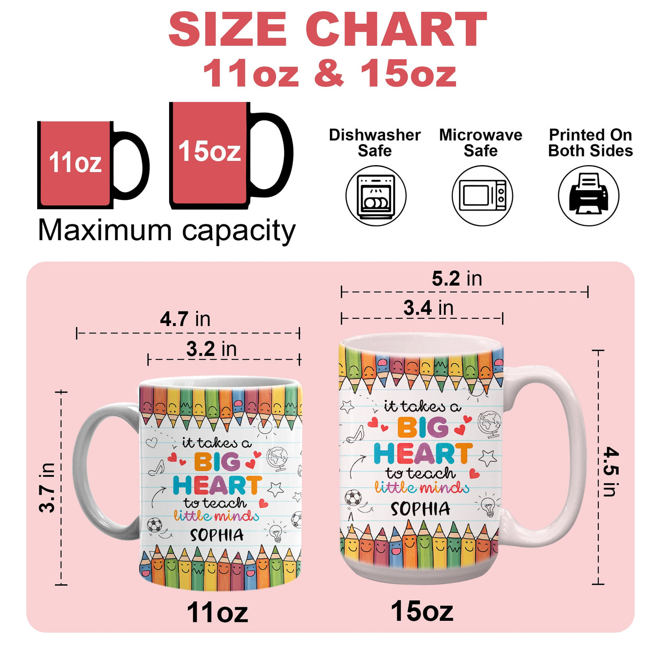 It Takes A Big Heart To Teach Little Minds - Personalized Mug-Myprintsy