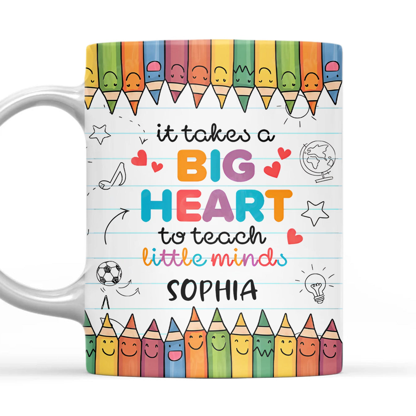 It Takes A Big Heart To Teach Little Minds - Personalized Mug-Myprintsy