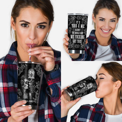 It's You & Me - Personalized Skull Poco Loco Tumbler Cup-Myprintsy