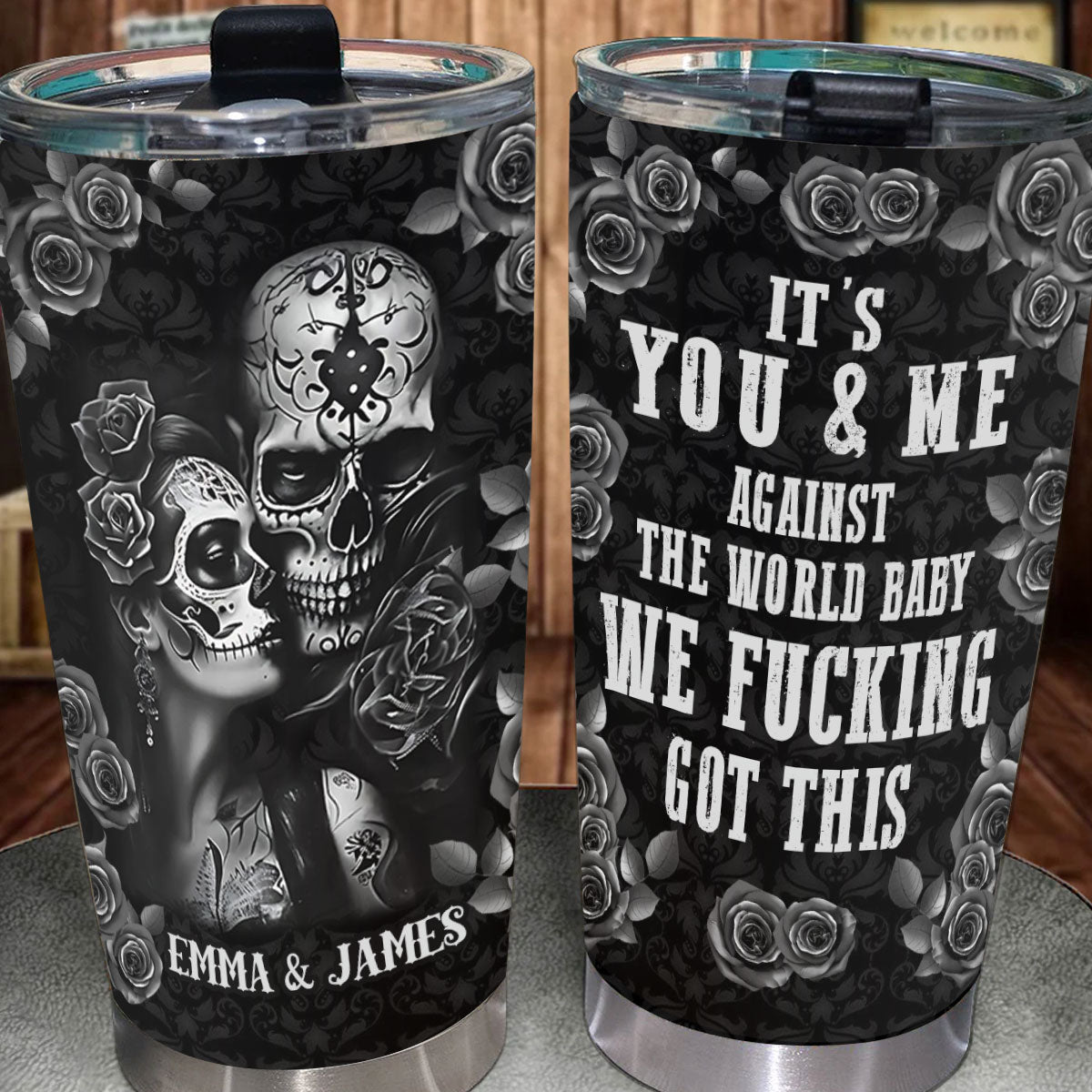 It's You & Me - Personalized Skull Poco Loco Tumbler Cup-Myprintsy