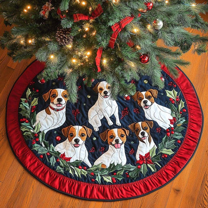 Jack Russell Fun Christmas Quilted Tree Skirt-Myprintsy