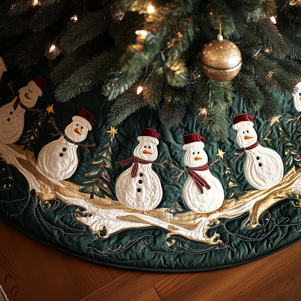 Jingle Frost Quilted Christmas Tree Skirt VH VTQ-Myprintsy
