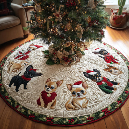 Jolly Chihuahua Quilted Christmas Tree Skirt-Myprintsy