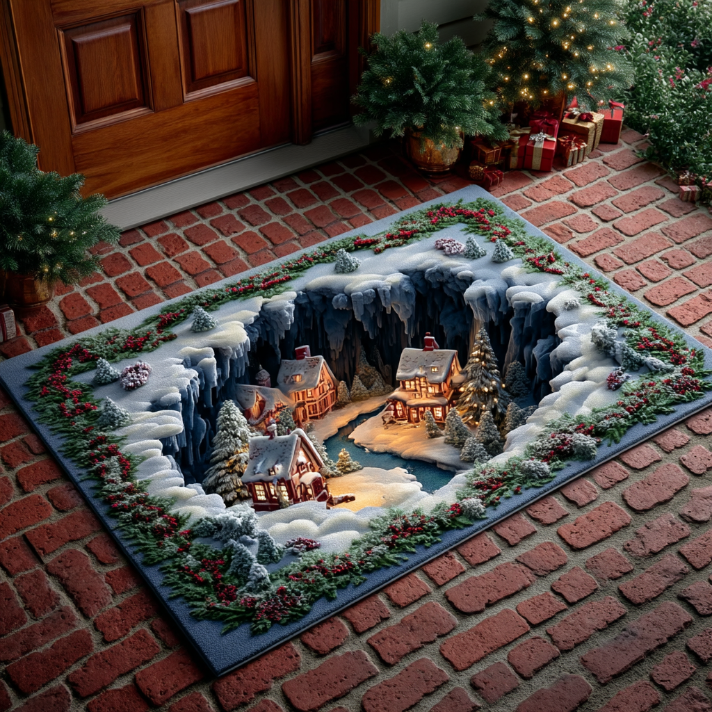 Jolly Christmas Village Doormat VTQ-Myprintsy