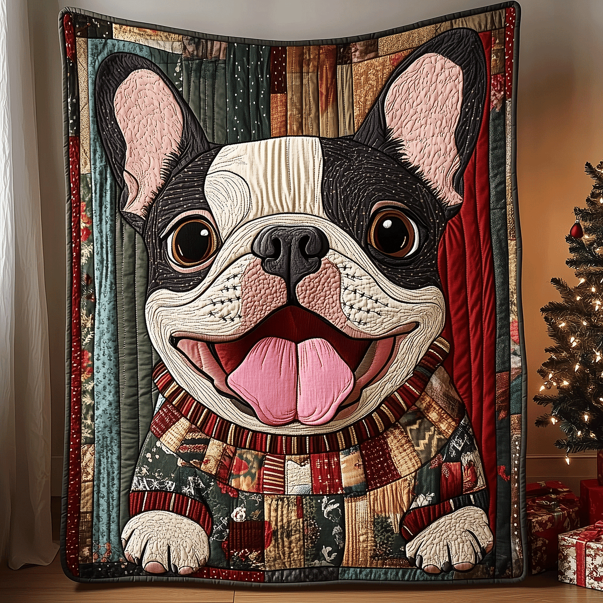 Jolly French Bulldog Quilted Blanket VTQ-Myprintsy