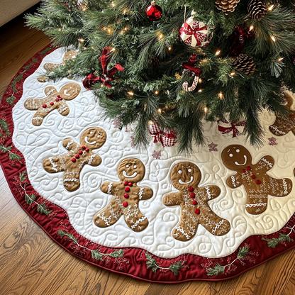 Jolly Gingerbread Circle Christmas Quilted Tree Skirt VH VTQ-Myprintsy