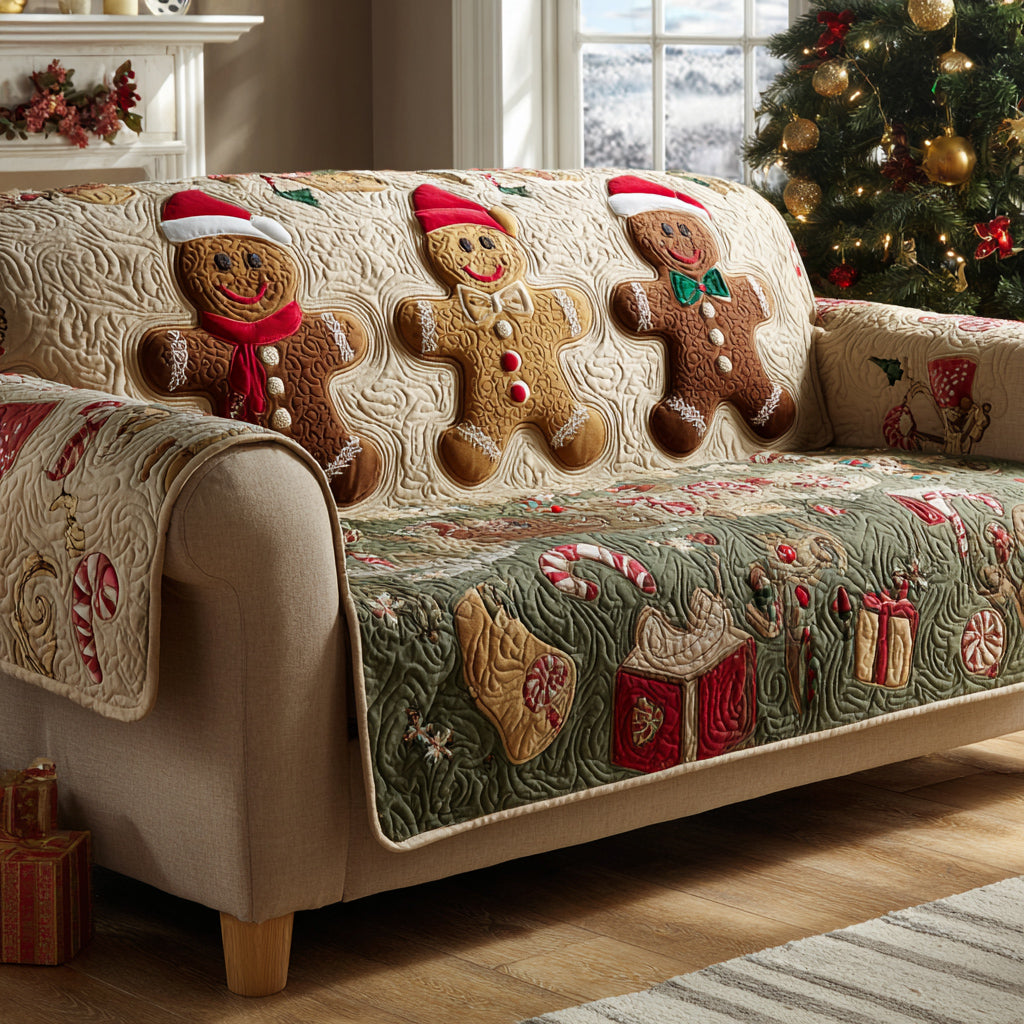 Jolly Gingerbread Man Quilted Sofa Cover VTQ-Myprintsy