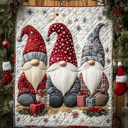 Jolly Gnome Cheer Quilted Blanket VTQ-Myprintsy