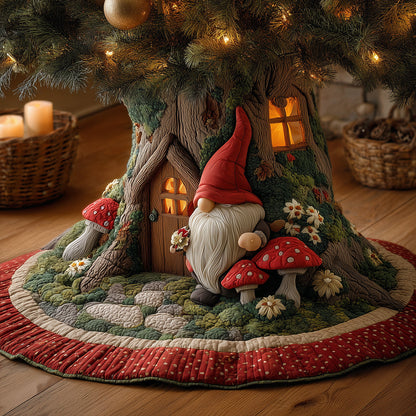 Jolly Gnome Retreat Christmas Quilted Tree Skirt VTQ-Myprintsy