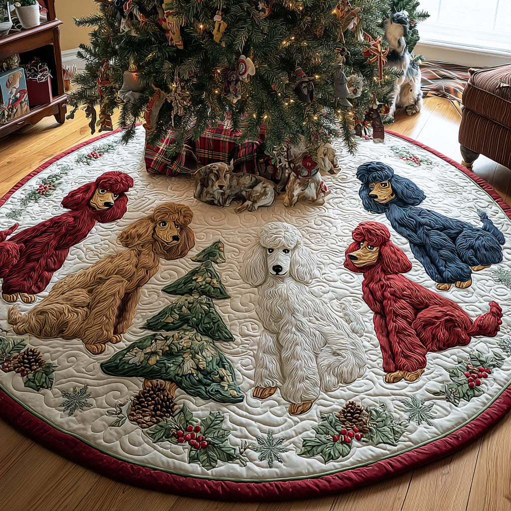 Jolly Poodle Spirit Quilted Christmas Tree Skirt VTQ-Myprintsy
