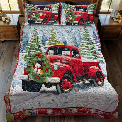 Jolly Red Delivery -Piece Quilted Bedding Set VTQ-Myprintsy