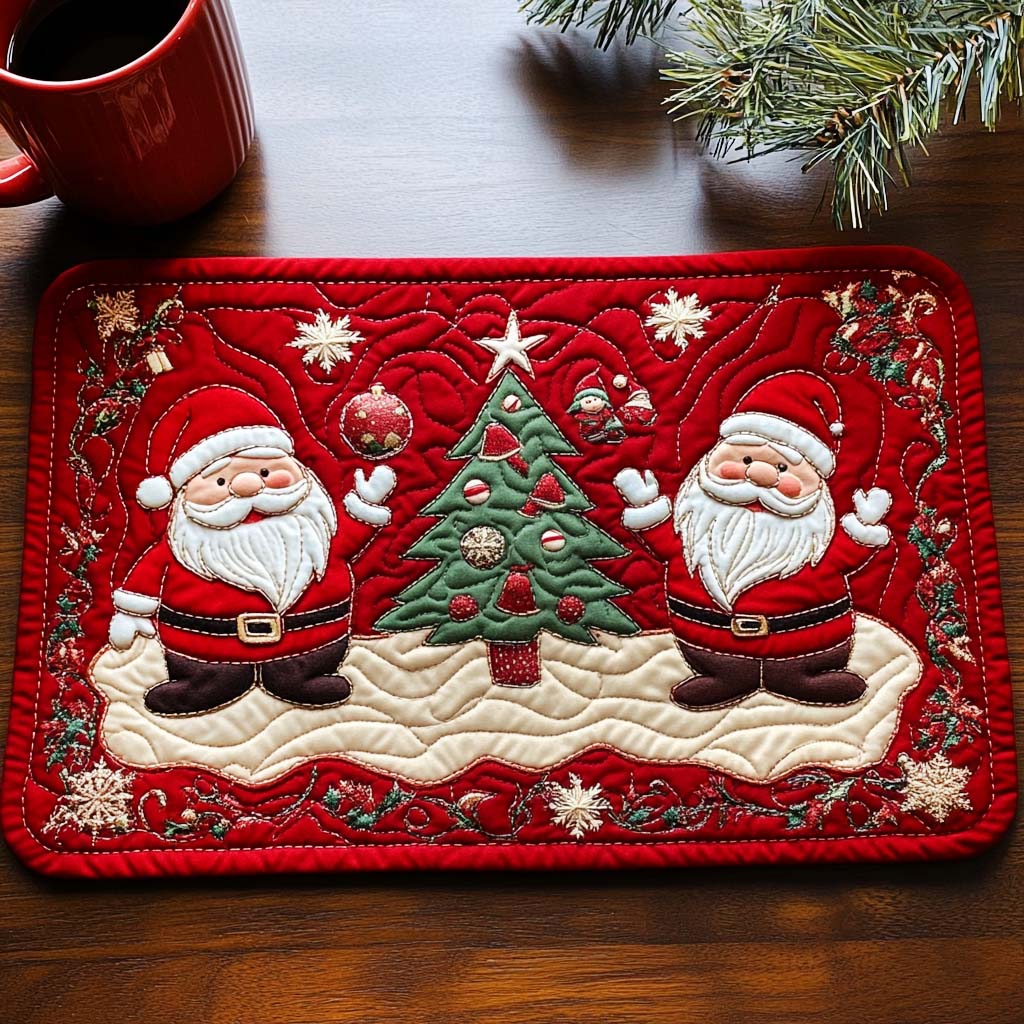 Jolly Santa Twins Quilted Placemat VTQ-Myprintsy