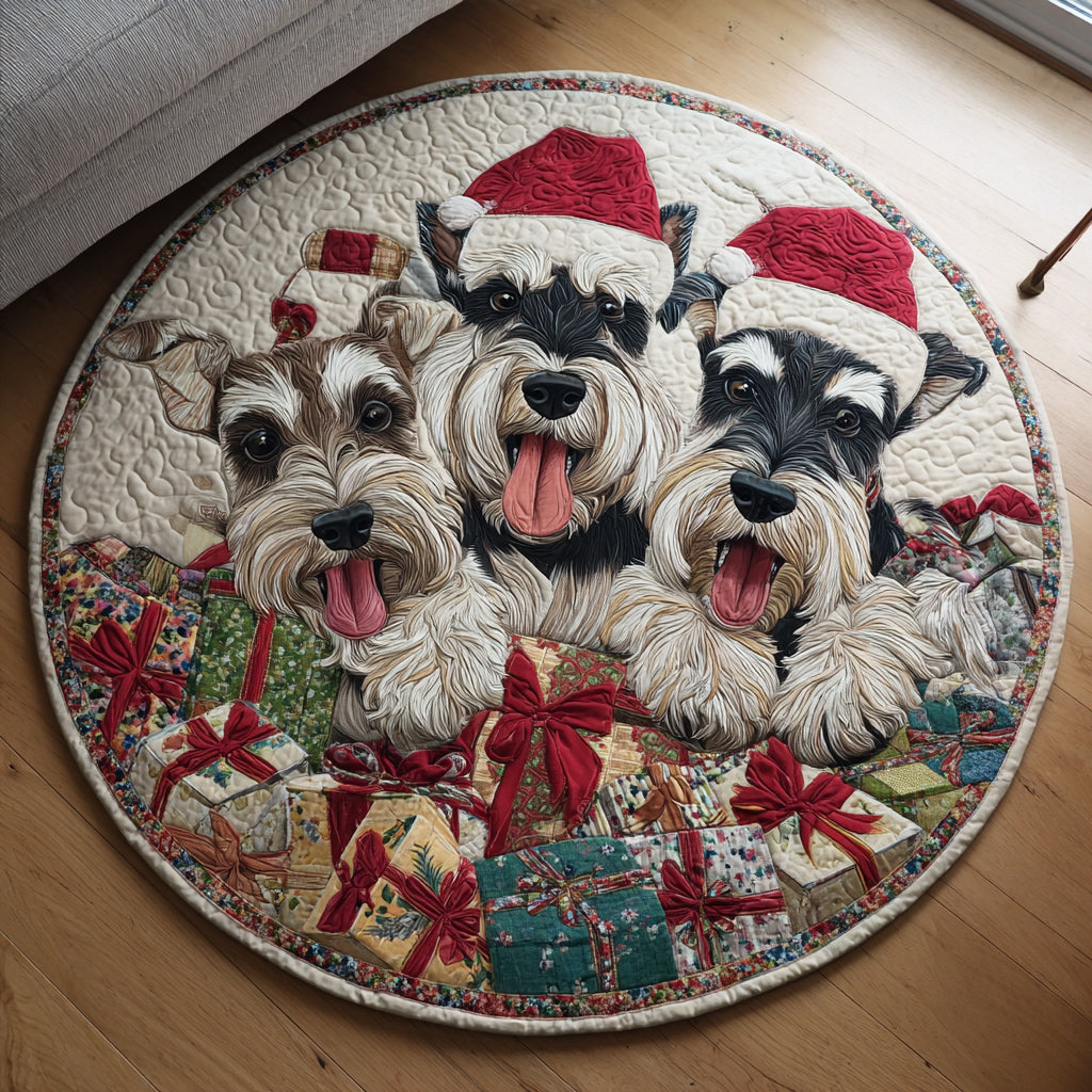 Jolly Schnauzer Dog Quilted Round Mat VTQ-Myprintsy