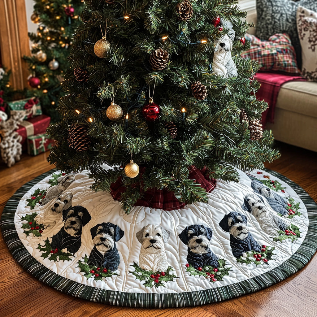 Jolly Schnauzer Quilted Christmas Tree Skirt VTQ-Myprintsy