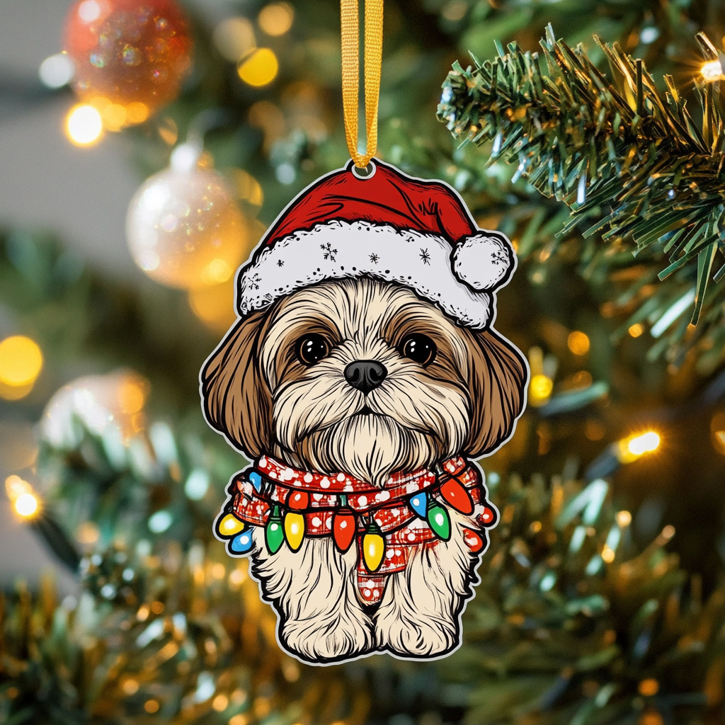 Jolly Shih Tzu Noel Mica Ornament VTQ-Myprintsy