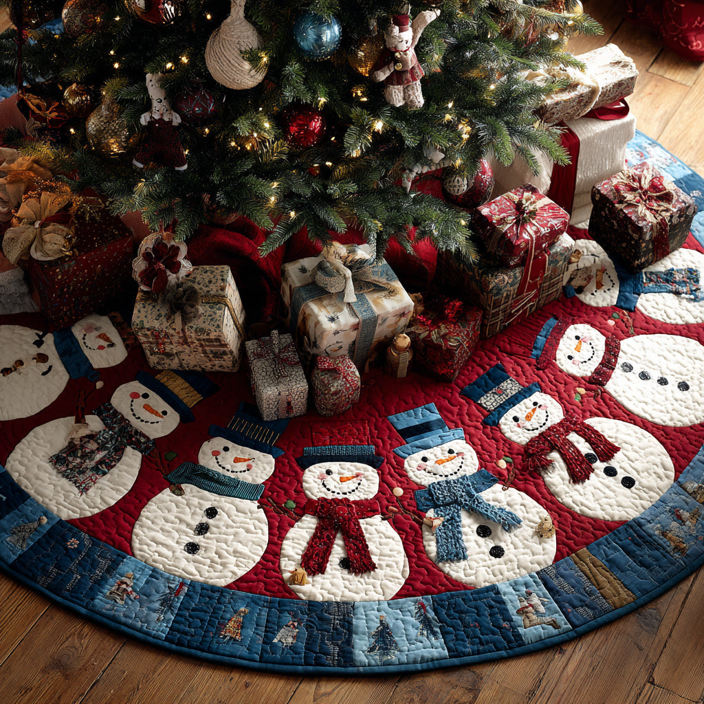 Jolly Snowman Quilted Christmas Tree Skirt HH-Myprintsy