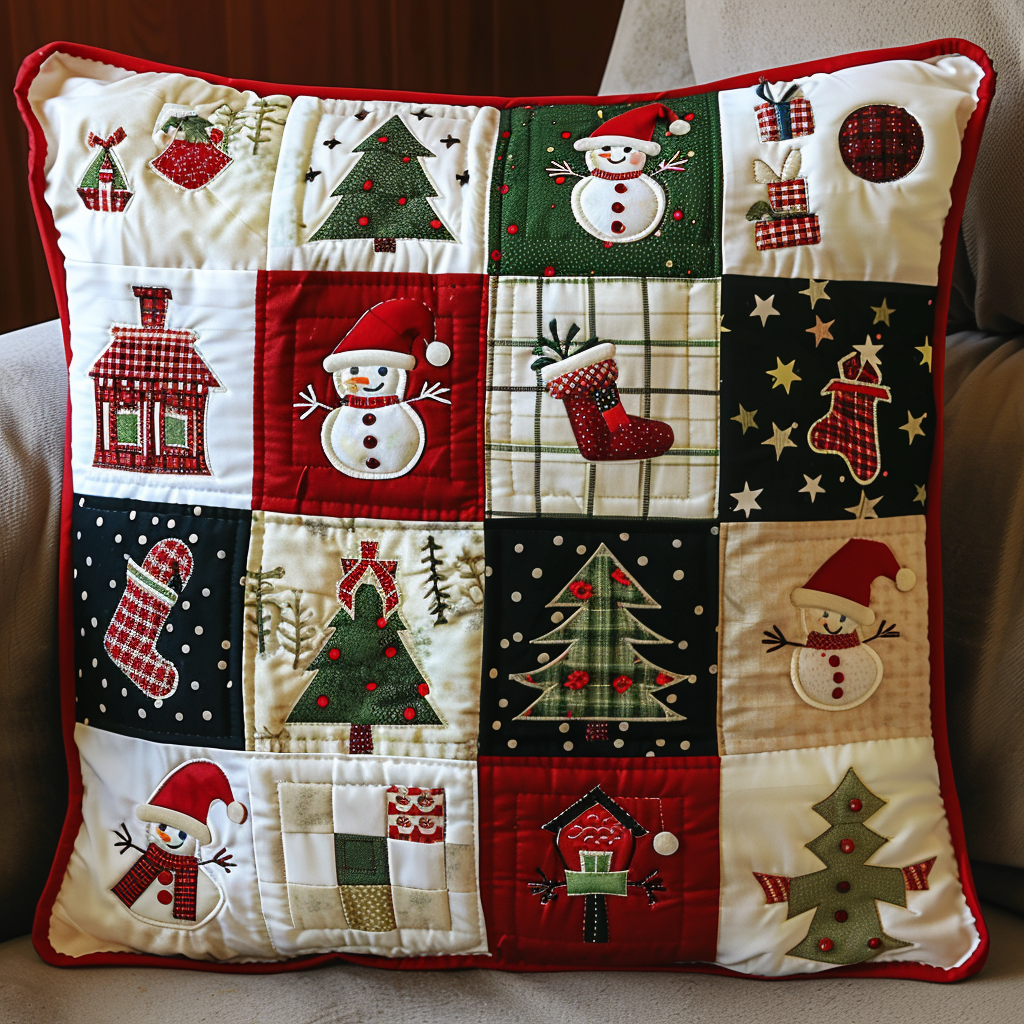 Jolly Snowmen Quilted Pillow Case VTQ-Myprintsy