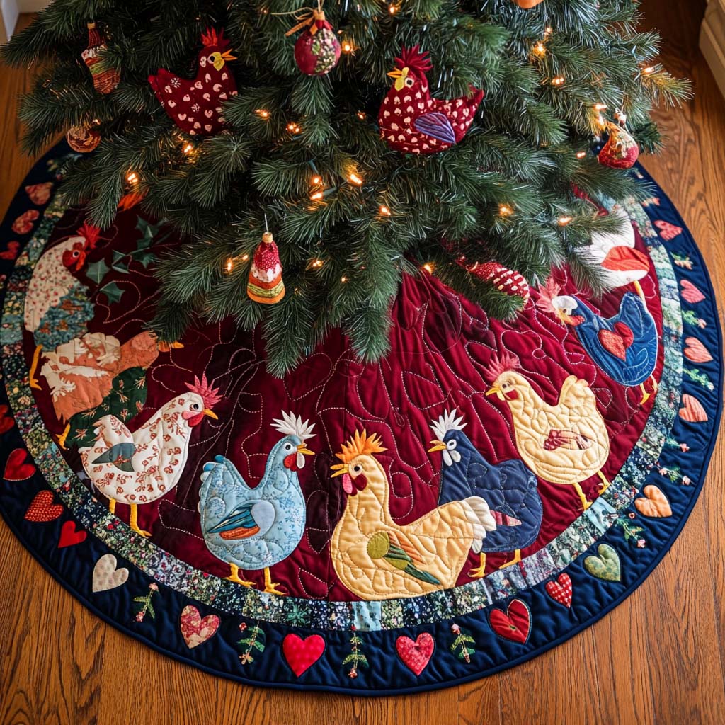 Joyful Coops Christmas Quilted Tree Skirt-Myprintsy