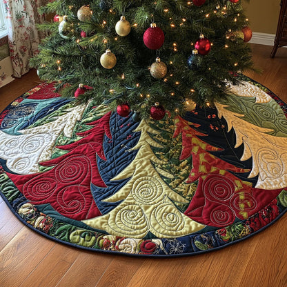 Joyful Evergreen Twist Quilted Christmas Tree Skirt VTQ-Myprintsy