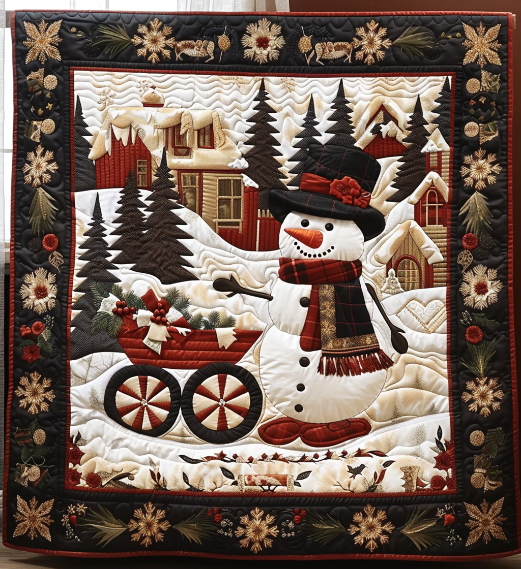 Joyful Snowman Quilted Blanket VTQ-Myprintsy
