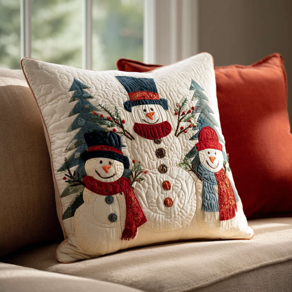 Joyful Snowman Quilted Pillow Case VTQ-Myprintsy