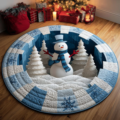 Joyful Snowman Quilted Round Mat VTQ-Myprintsy