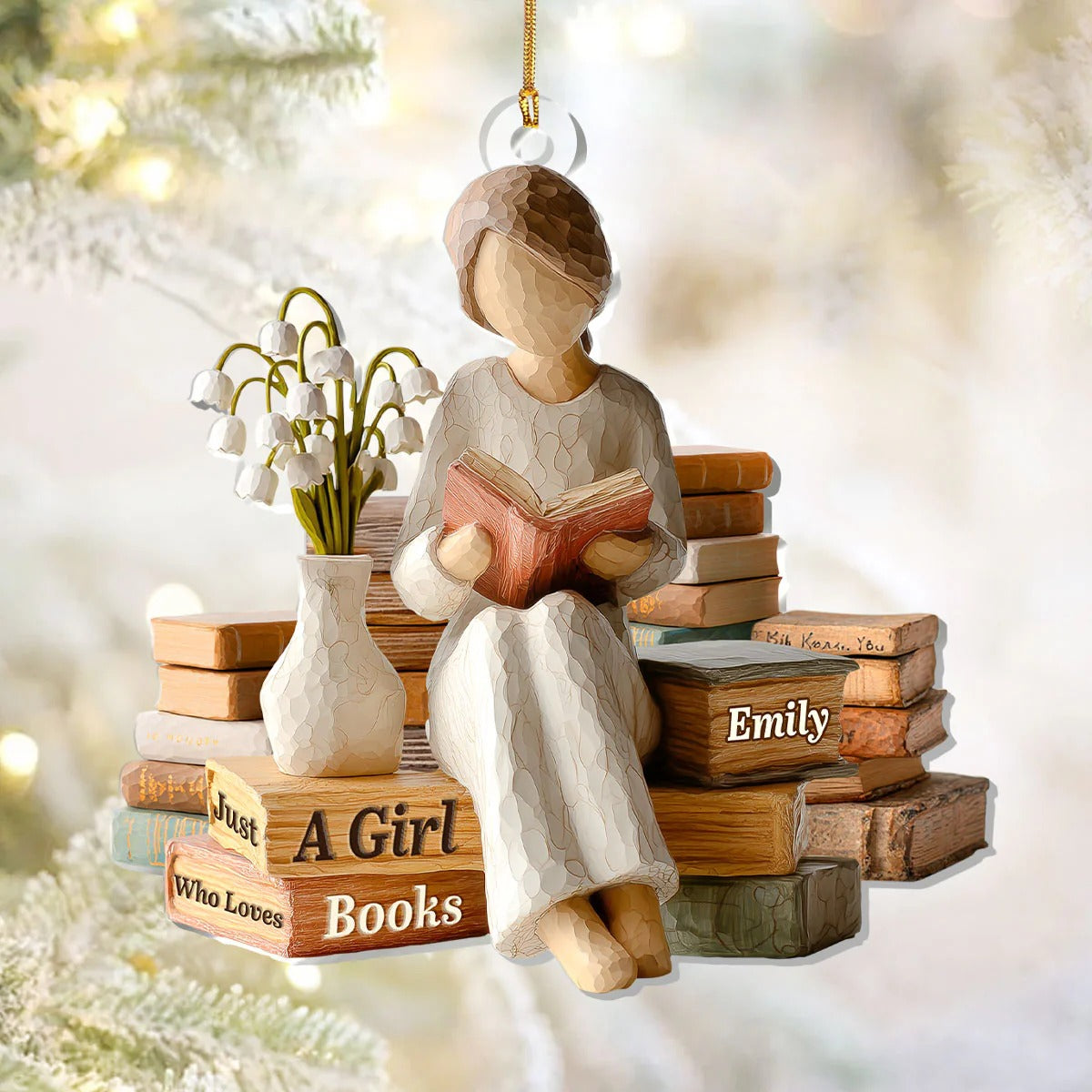Just A Girl Who Love Books - Personalized Acrylic Ornament-Myprintsy