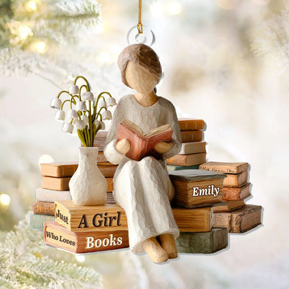 Just A Girl Who Love Books - Personalized Acrylic Ornament-Myprintsy