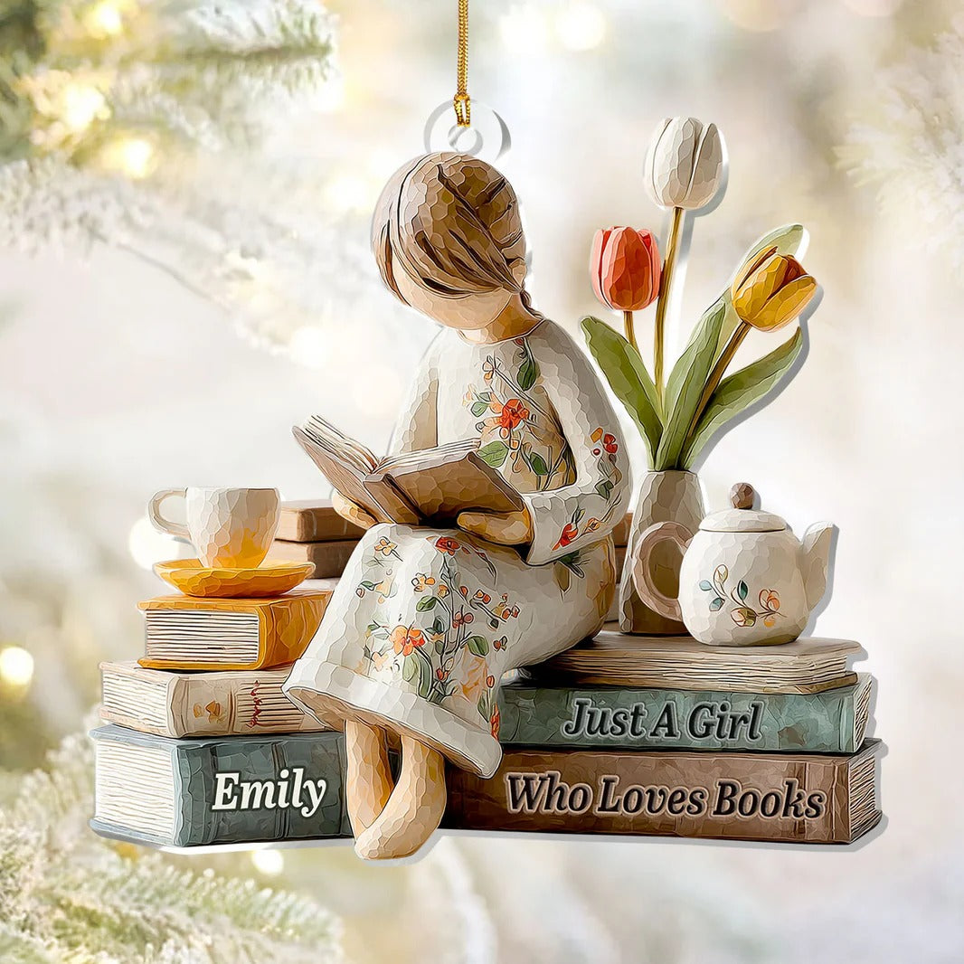Just A Girl Who Love Books - Personalized Acrylic Ornament-Myprintsy