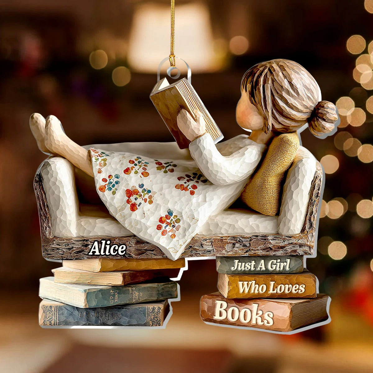 Just A Girl Who Love Books - Personalized Acrylic Ornament-Myprintsy