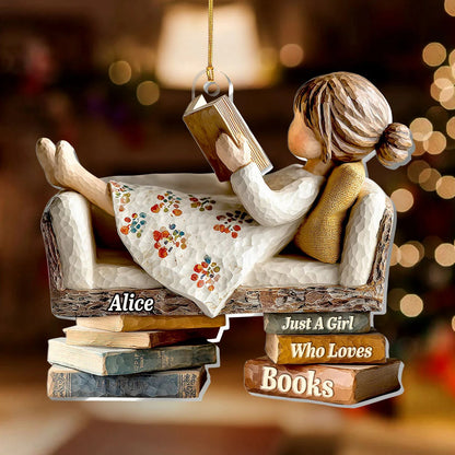Just A Girl Who Love Books - Personalized Acrylic Ornament-Myprintsy