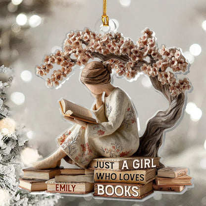 Just A Girl Who Love Books - Personalized Acrylic Ornament-Myprintsy