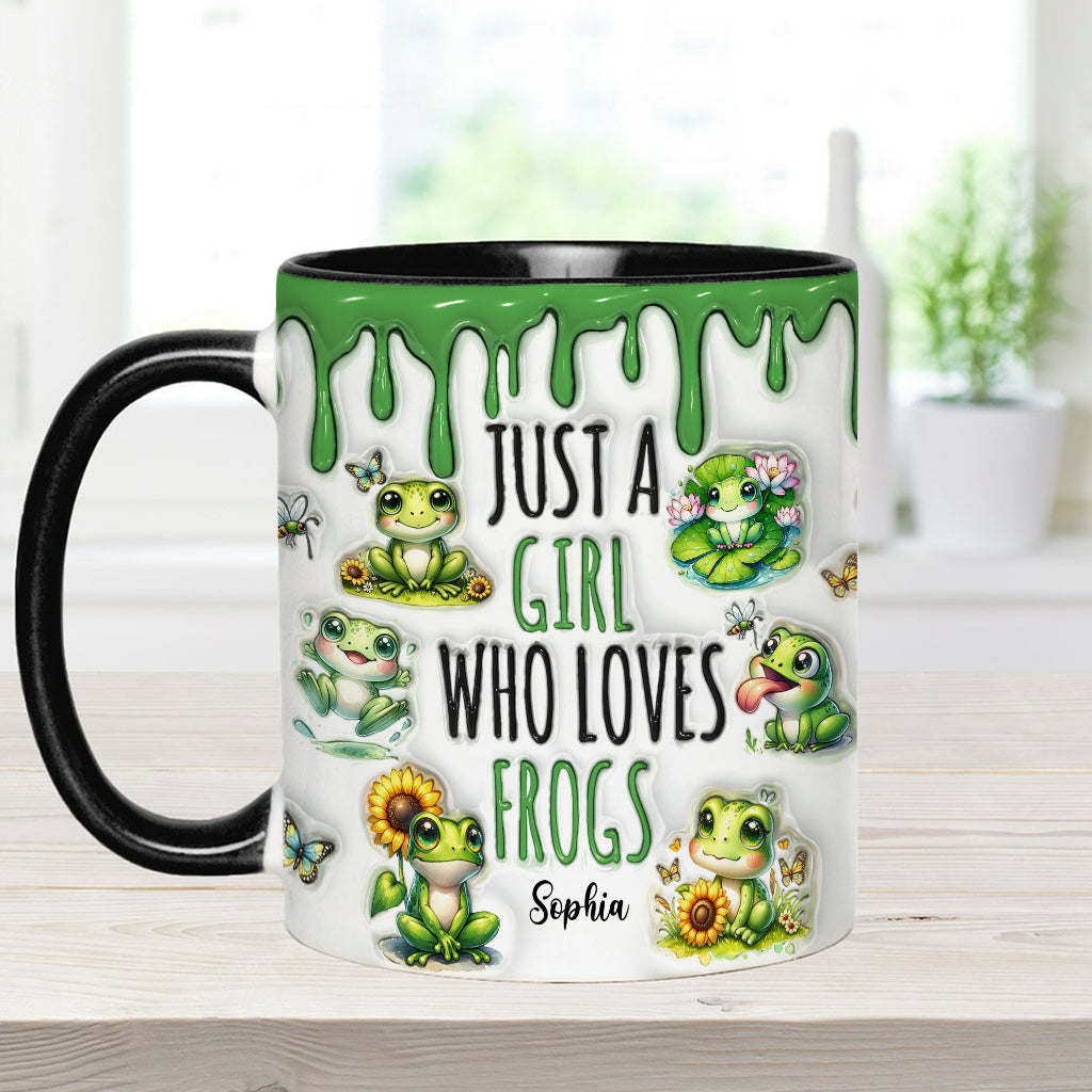 Just A Girl Who Loves Frogs - Personalized Frog Accent Mug-Myprintsy