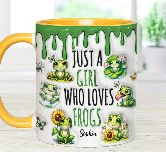 Just A Girl Who Loves Frogs - Personalized Frog Accent Mug-Myprintsy