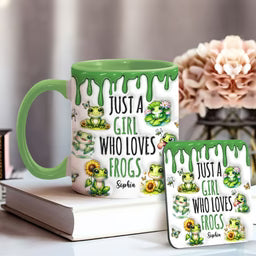 Just A Girl Who Loves Frogs - Personalized Frog Accent Mug-Myprintsy